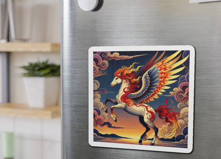 Flame-Winged Horse at Sunset Die-Cut Magnets (4 Sizes)