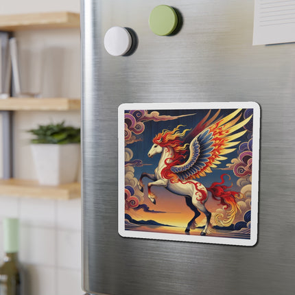 Flame-Winged Horse at Sunset Die-Cut Magnets (4 Sizes)