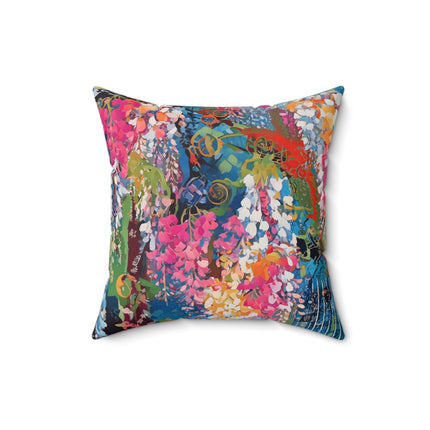 Golden Wisteria Elegance Spun Polyester Square Pillow