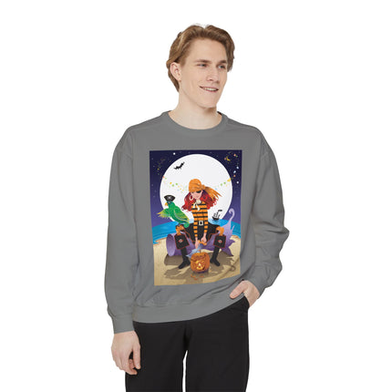 Moonlit Pirate Halloween Unisex Garment-Dyed Sweatshirt