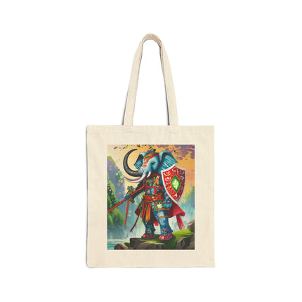 Cyberpunk Elephant Cotton Canvas Tote Bag