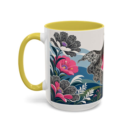 🌸🎀 The Pink Lace Garden Promenade Colorful Mug – Art Deco Fashion Elegance