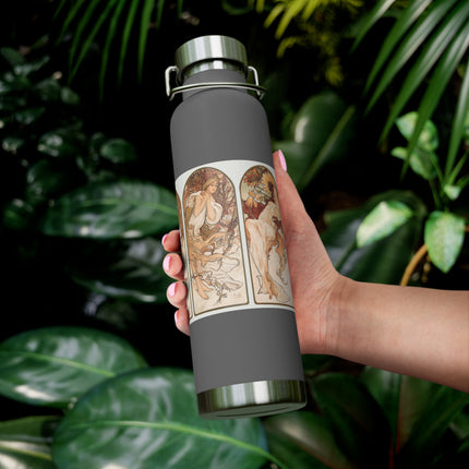 The Seasons by Alphonse Maria Mucha Copper Vacuum Insulated Bottle, 22oz