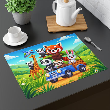 🦒🐼 Safari Friends on the Move Placemat – Whimsical Sunny Savanna Adventure