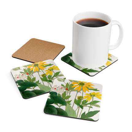 Clerodendrum & Rudbeckia Flower by Tanigami Kônan Corkwood Coaster Set