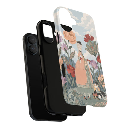 🌹🐈 The Lady And Puss In Boots Phone Case – Art Deco Floral Whimsy