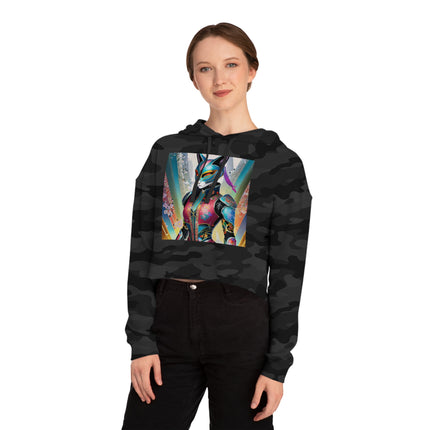 Cyberpunk Chic Cropped Hooded Sweatshirt
