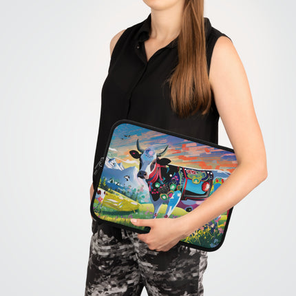 Cyber Glitch Cow Laptop Sleeve