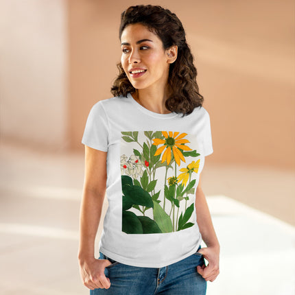 Clerodendrum & Rudbeckia Flower by Tanigami Kônan Women's Midweight Cotton Tee