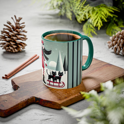 Red Sled & Curious Cats Colorful Mugs (11oz, 15oz)