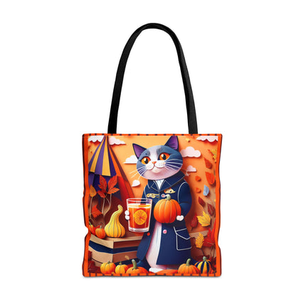 British Shorthair at an Autumn Market Tote Bag (AOP)