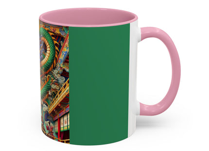 Tibetan Dragon Over Kabuki Duel Colorful Mugs (11oz, 15oz)
