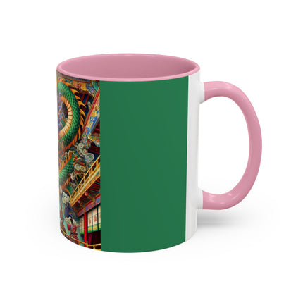 Tibetan Dragon Over Kabuki Duel Colorful Mugs (11oz, 15oz)