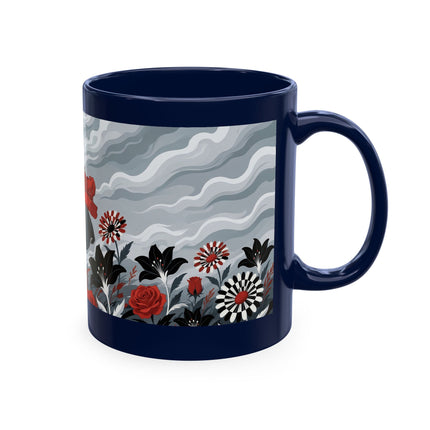 ☂️🌹 The Lady In The Windy Rose Garden Ceramic Mug – Art Deco Fashion Whimsy