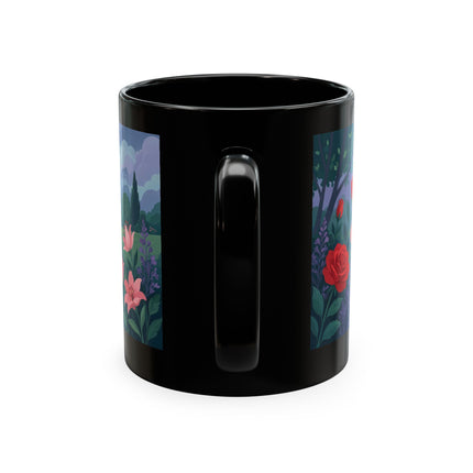🌹💌 The Lady Blowing Kisses In The Rose Garden Ceramic Mug – Art Deco Floral Romance