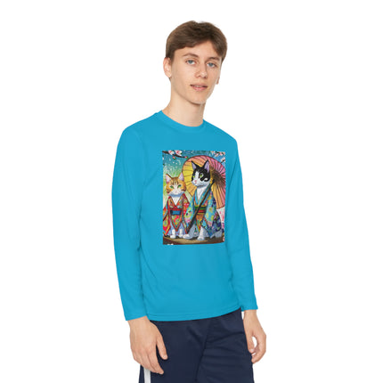 Kimono Kitties Youth Long Sleeve Competitor Tee – Anime Charm & Whimsical Elegance