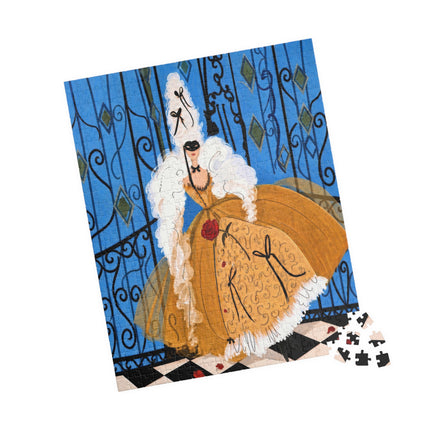 🎭🌹 The Lady At The Masquerade Gates Puzzle – Art Deco Fashion Illustration