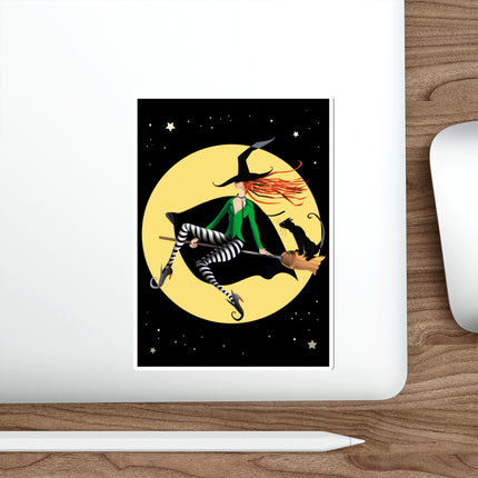A Witch’s Moonlit Flight Die-Cut Stickers (5 Sizes)