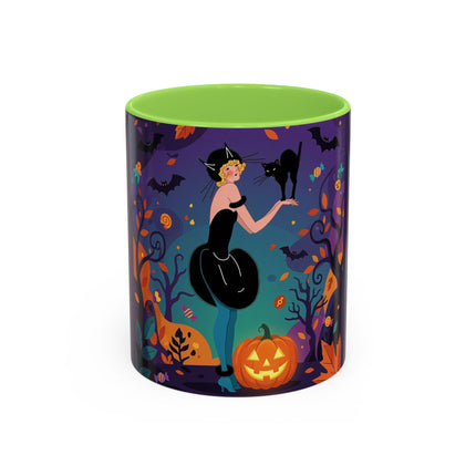 🐈‍⬛🎃 The Midnight Black Cat Masquerade Colorful Mug – Whimsical Halloween Elegance