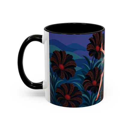 🖤🌺 The Midnight Floral Acrobat Colorful Mug – Art Deco Fashion Whimsy