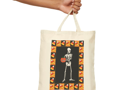 Candy Corn Skeleton Cotton Canvas Tote Bag