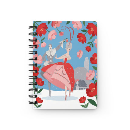 🌹🎭 The Harlequin Rose Dance Spiral Notebook – Art Deco Holiday Fantasy