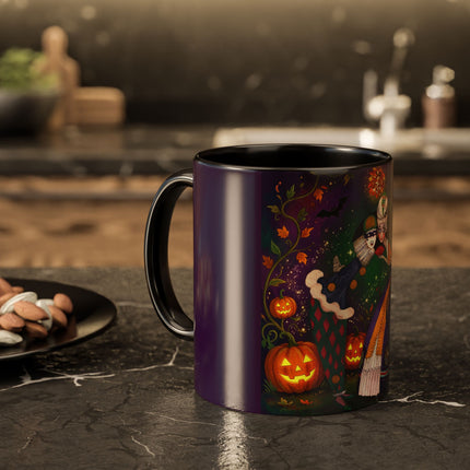 🎭🎃 The Masquerade Beneath The Pumpkin Lantern Colorful Mug – Theatrical Halloween Charm