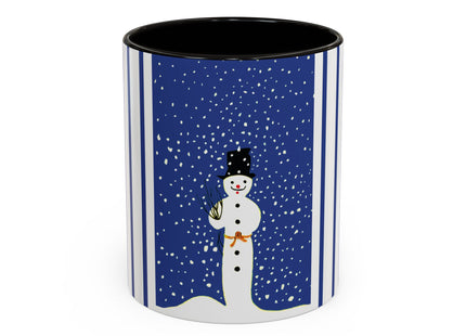 Snowman in Falling Snow Colorful Mugs (11oz, 15oz)