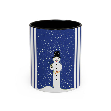 Snowman in Falling Snow Colorful Mugs (11oz, 15oz)