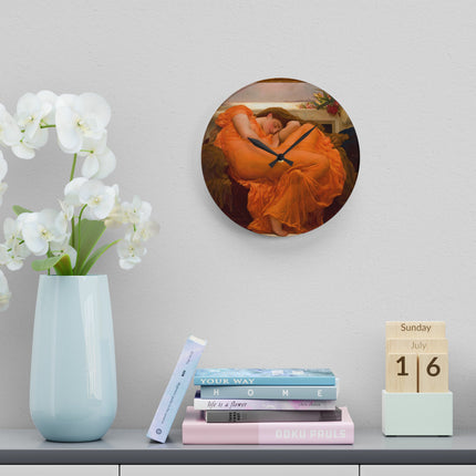 Flaming June by Frederic Leighton Acrylic Wall Clock, Round and Square