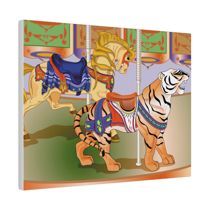 Carousel Splendor – Golden Horse and Tiger on a Whimsical Ride