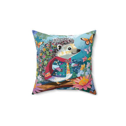 Cute Hedgehog Spun Polyester Square Pillow