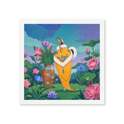 🪷✨ The Lady Of The Golden Lotus Garden Napkins – Art Deco Floral Elegance