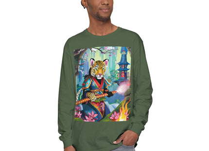 Cyberpunk Leopard Garment-dyed Long Sleeve T-Shirt