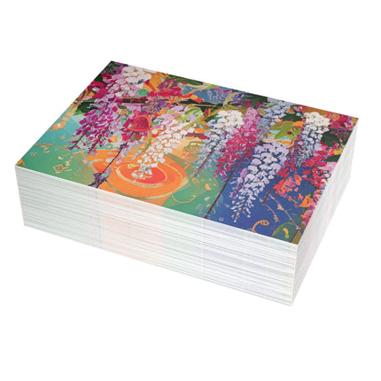 Golden Wisteria Elegance Postcard Bundles (envelopes included) - Bundles of 10, 30, 50 Pieces