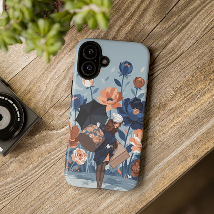 ☂️🌺 The Lady Of The Traveling Garden Phone Case – Art Deco Floral Adventure