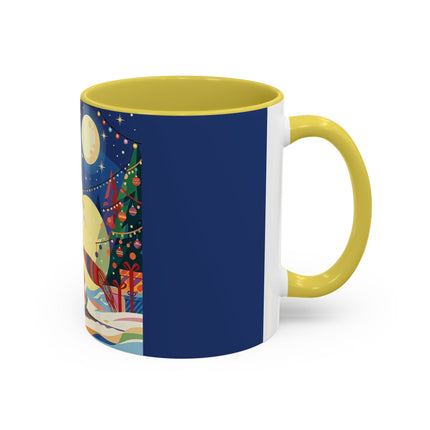 🌙🎿 The Moonlit Christmas Skier Colorful Mug – Whimsical Holiday Fantasy