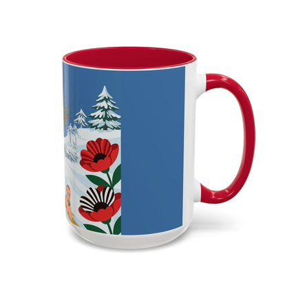 🎿🎄 The Christmas Holly Skier Colorful Mug – Whimsical Holiday Fantasy