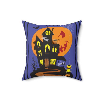 Halloween Night at the Haunted House Spun Polyester Square Pillow