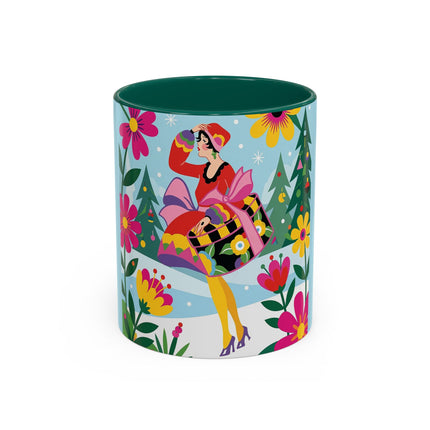 🌸🎄 Christmas In The Winter Garden Colorful Mug – Whimsical Holiday Fantasy