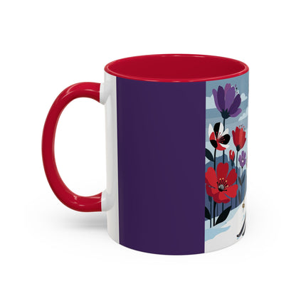 🎿❄️ The Winter Flower Skier Colorful Mug – Art Deco Alpine Fantasy