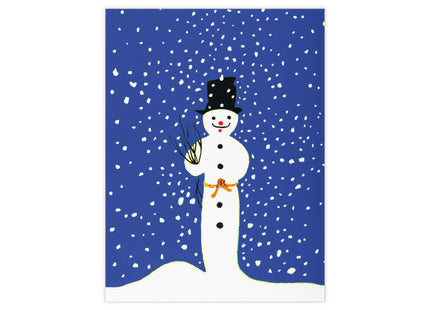 Snowman in Falling Snow Ceramic Tile