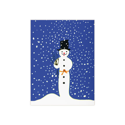 Snowman in Falling Snow Ceramic Tile