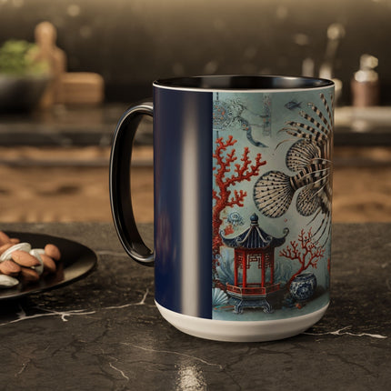 Lionfish & Lantern Colorful Mug – Mystical Ocean & Asian Harmony