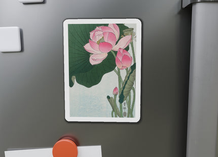 Blooming Lotus Flowers by Ohara Koson Die-Cut Magnets (5 Sizes)