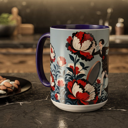 ❤️🌺 The Scarlet Blossom Dancer Colorful Mug – Art Deco Fashion Whimsy