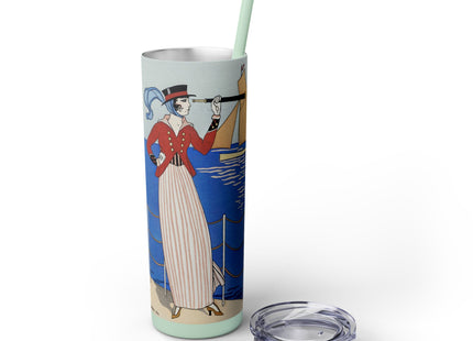 Costume de Yacht by George Barbier Skinny Tumbler with Straw, 20oz