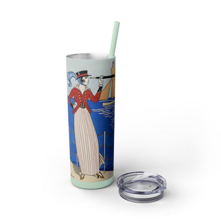 Costume de Yacht by George Barbier Skinny Tumbler with Straw, 20oz