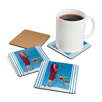 Snowfall & Couture Corkwood Coaster Set