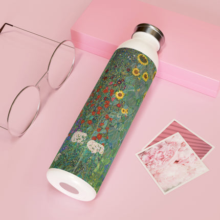 Farm Garden with Sunflowers by Gustav Klimt Slim Water Bottle